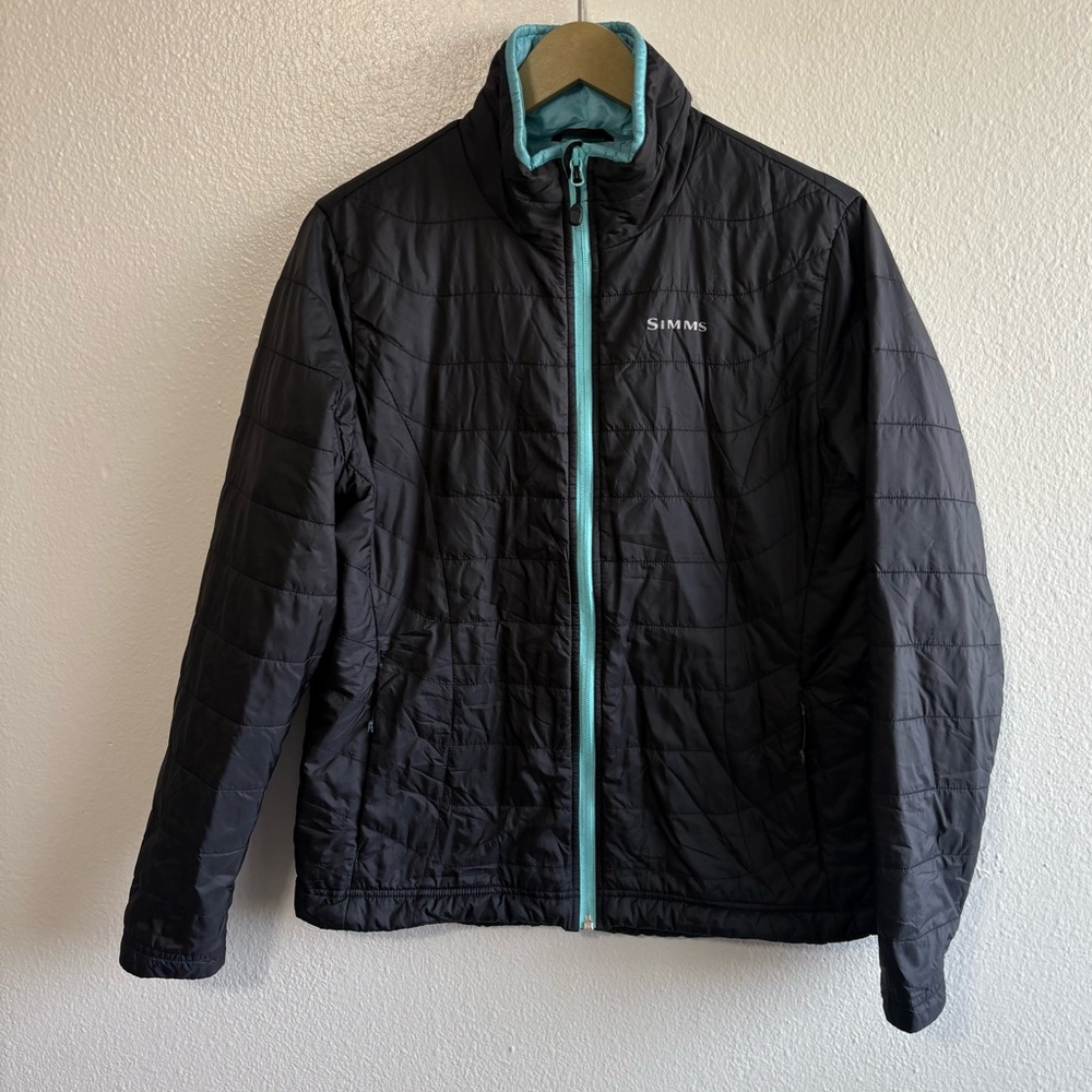 Simms Women’s Medium Black Insulated Puffer Jacket Full Zip Outdoor Travel